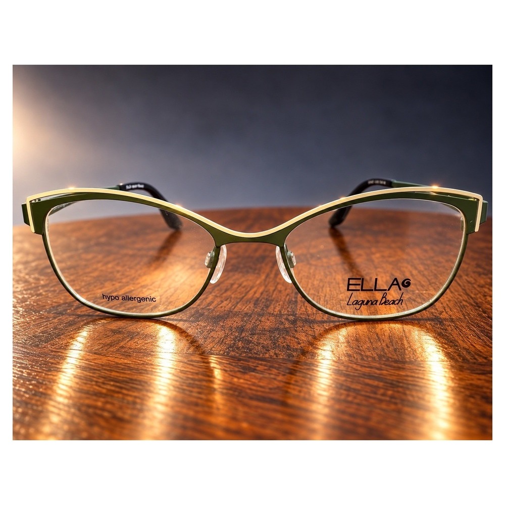 Ella Laguna Beach 701067 Cat Eye Green Two-tone Metal Eyeglasses Frames NOS